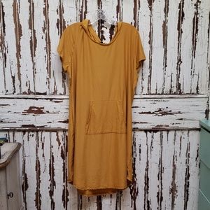 Mustard hooded shirt dress